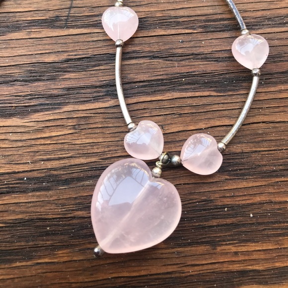 Sterling Silver & Rose Quartz Necklace Set - Picture 5 of 16